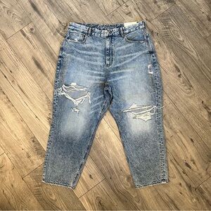NWT American Eagle Curvy Mom Jean Blue Street Distressed Jeans- 18 Short